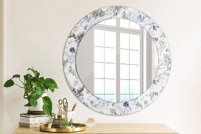 Round mirror decor Blue roses