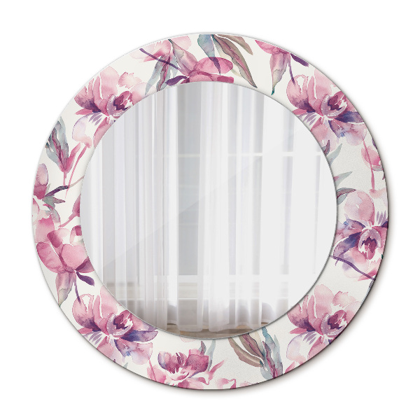 Round mirror decor Peonies flowers