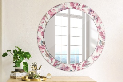 Round mirror decor Peonies flowers