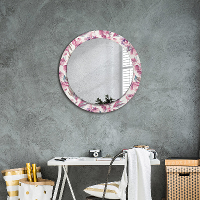 Round mirror decor Peonies flowers