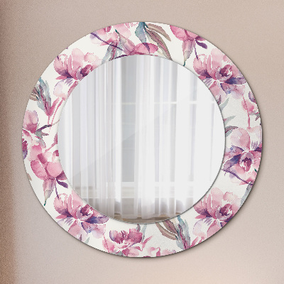 Round mirror decor Peonies flowers