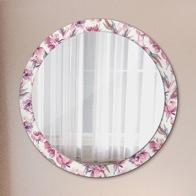 Round mirror decor Peonies flowers