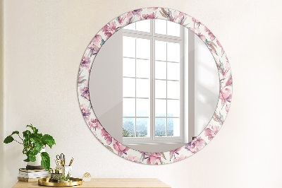 Round mirror decor Peonies flowers