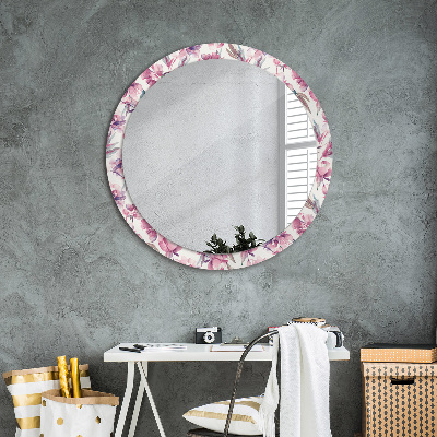 Round mirror decor Peonies flowers