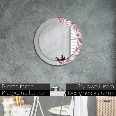 Round mirror decor Peonies flowers