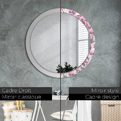 Round mirror decor Peonies flowers