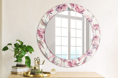 Round mirror decor Peonies flowers