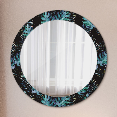 Round mirror decor Exotic leaves