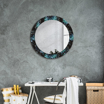 Round mirror decor Exotic leaves