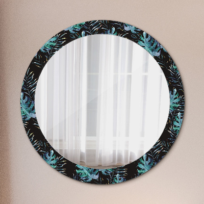 Round mirror decor Exotic leaves