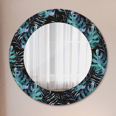 Round mirror decor Exotic leaves