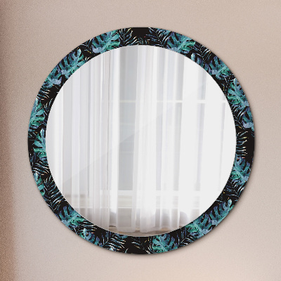 Round mirror decor Exotic leaves