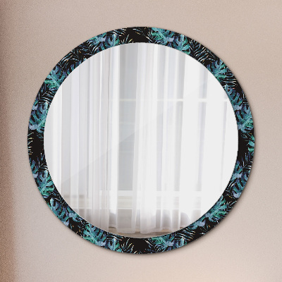 Round mirror decor Exotic leaves