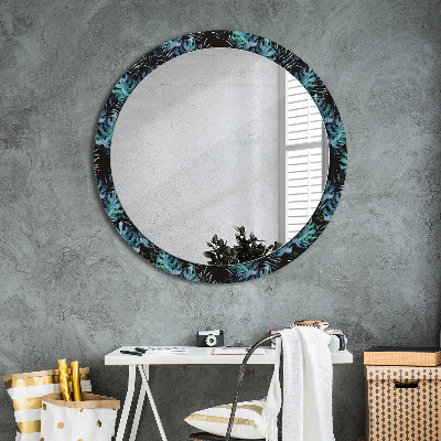 Round mirror decor Exotic leaves