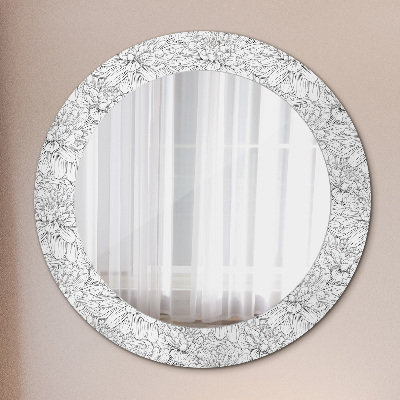 Round decorative wall mirror Lotus flowers