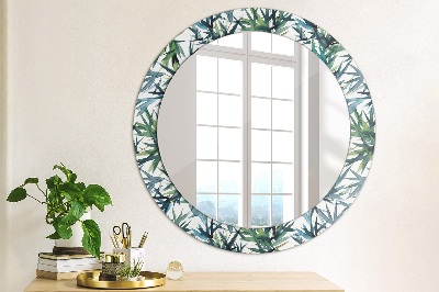 Round mirror printed frame Blue palms