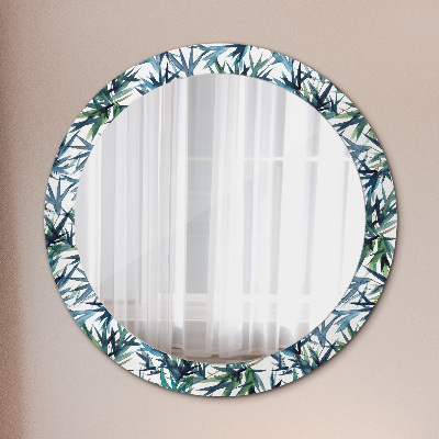 Round mirror printed frame Blue palms