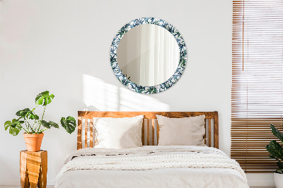 Round mirror printed frame Blue palms