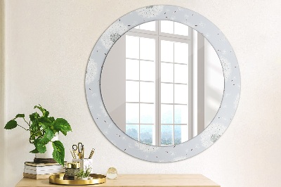 Round decorative wall mirror Flowers dandelions