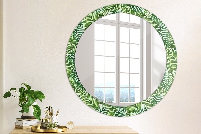 Round mirror decor Tropical palm