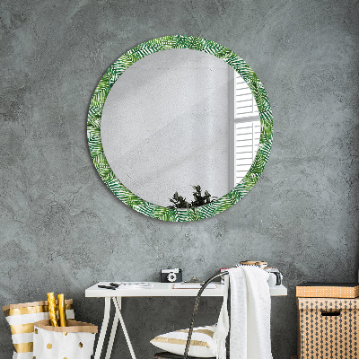 Round mirror decor Tropical palm