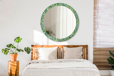 Round mirror decor Tropical palm