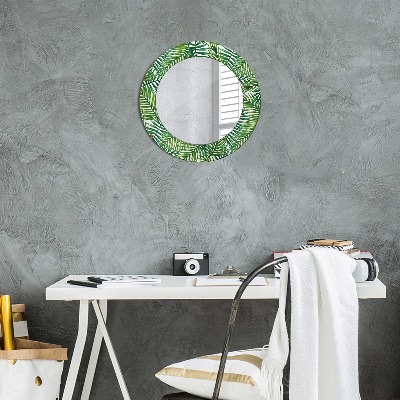 Round mirror decor Tropical palm