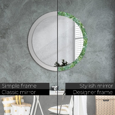 Round mirror decor Tropical palm