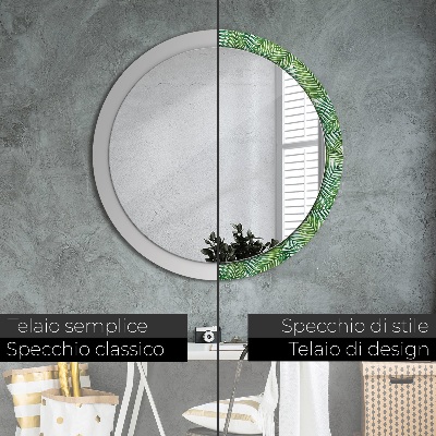 Round mirror decor Tropical palm