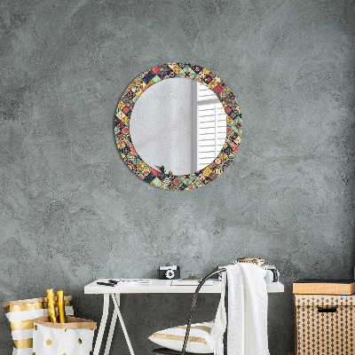 Round mirror decor Ethnic floral