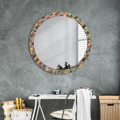 Round mirror decor Ethnic floral