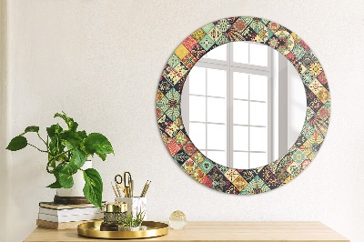 Round mirror decor Ethnic floral