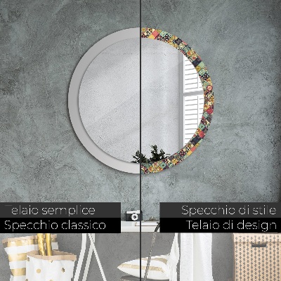 Round mirror decor Ethnic floral