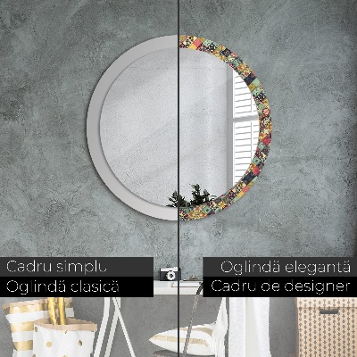 Round mirror decor Ethnic floral