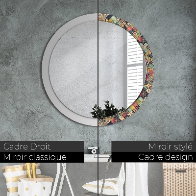 Round mirror decor Ethnic floral