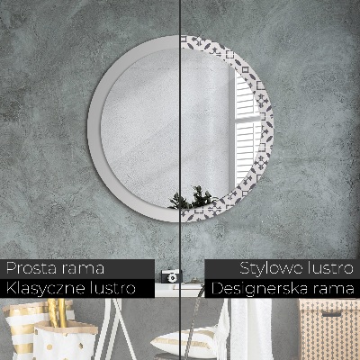 Round mirror printed frame Antique tiles