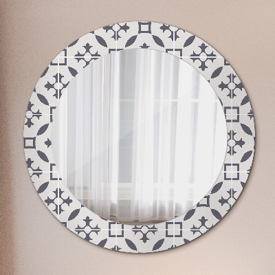 Round mirror printed frame Antique tiles