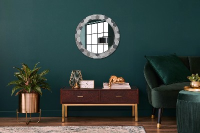 Round mirror printed frame Hexagon pattern