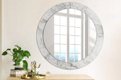 Round mirror printed frame White marble