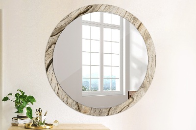 Round mirror printed frame Cracked wood