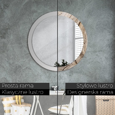 Round mirror printed frame Cracked wood