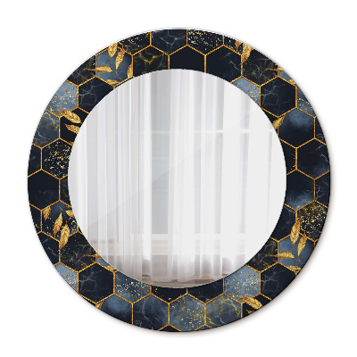 Round mirror decor Marble hexagon