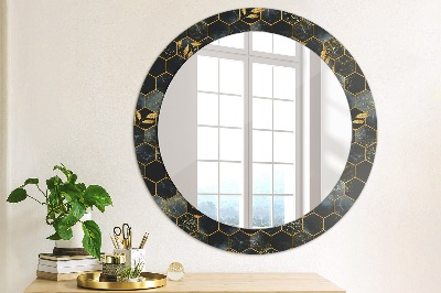 Round mirror decor Marble hexagon