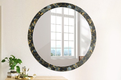 Round mirror decor Marble hexagon