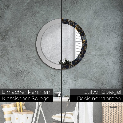 Round mirror decor Marble hexagon