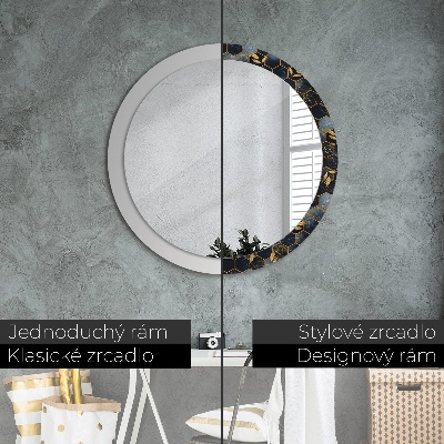 Round mirror decor Marble hexagon