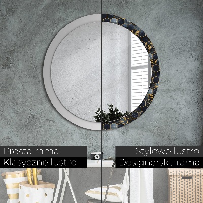 Round mirror decor Marble hexagon