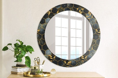 Round mirror decor Marble hexagon