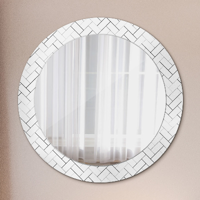 Round decorative wall mirror Herringbone