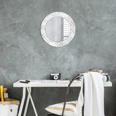 Round decorative wall mirror Herringbone